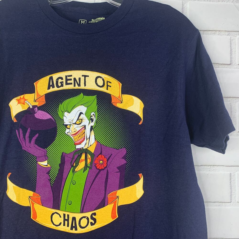Tee Villain tshirt The Joker Batman DC Comics medium  navy blue ringspun cotton